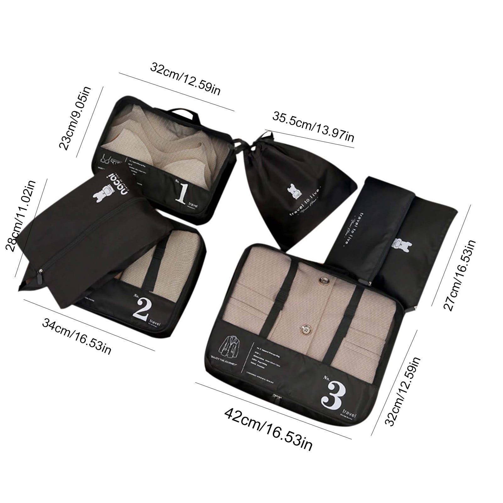 Asxite Home Storage Organization Boxs,7 Sets Of Packaging Travel Luggage Organizer With Laundry Bag And Shoe Bag Luggage Packing Travel Accessories Clothing Bag Shoe Bag Lingerie Bag