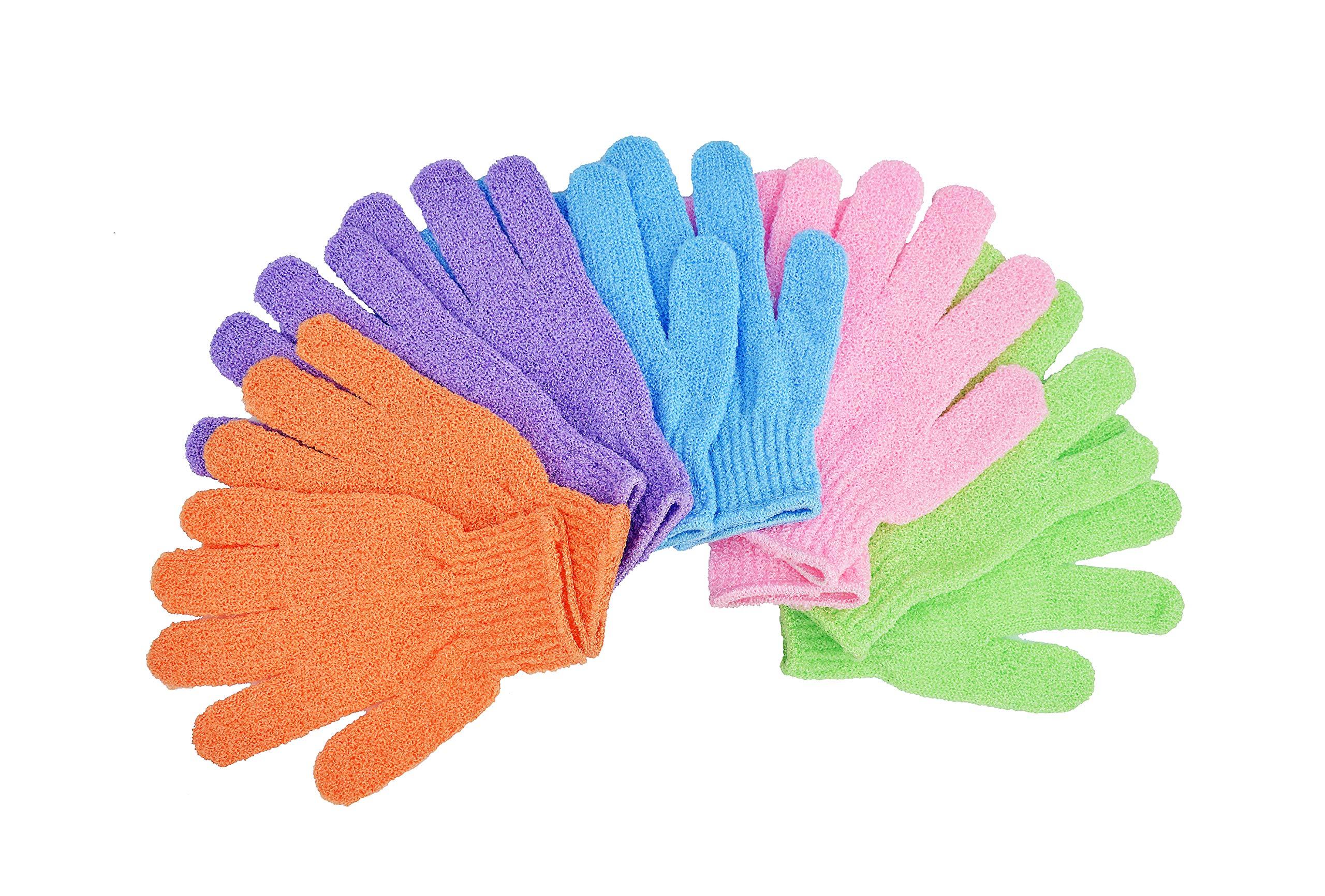 Bath Gloves 5 Pairs,Shower Gloves, Exfoliating Bath Gloves，Shower