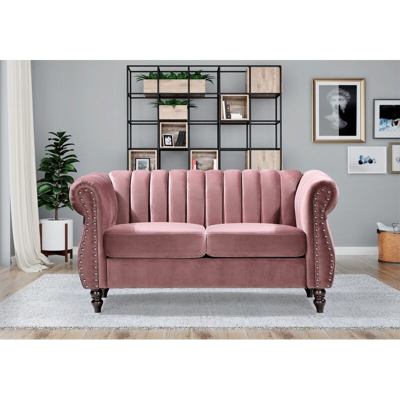 Capri Velvet Chesterfield 42 5 Rolled Arms Loveseat Walmart Com Walmart Com