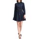 thumbnail image 1 of Vestido de camisa de mezclilla de manga larga por encima de la rodilla para mujer con cinturón XS negro azul, 1 of 7