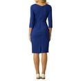 thumbnail image 3 of INSPIRE CHIC Women's 3/4 Sleeve Work Dress Boat Neck Elegant Pencil Sheath Dresses XL Royal Blue, 3 of 5