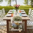 thumbnail image 4 of Table Runners 108 Inches Long Dress Scarves, Spring Flowers Farmhouse Coffee/Dining/Kitchen Table Runner for Living Room, Farmhouse Hydrangea Sunflowers Bunny on Linen 13x108 Inch, 4 of 9