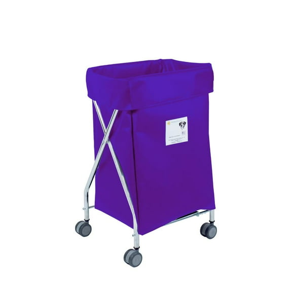 R&B Wire Products Narrow Collapsible Hamper with Purple Vinyl Bag, 5 Bushel Capacity