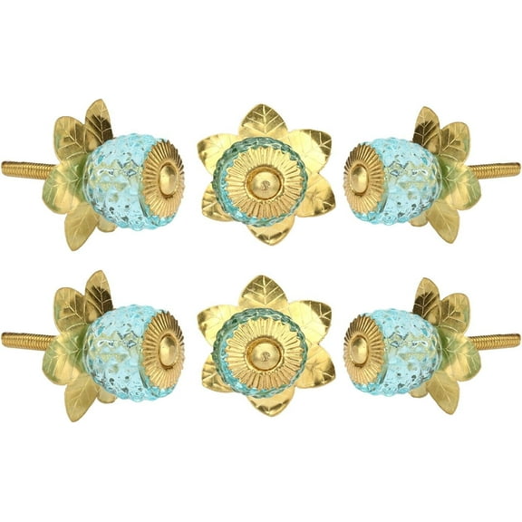 Set Of Six Blue Berry Glass Cabinet Knobs by Perilla Home