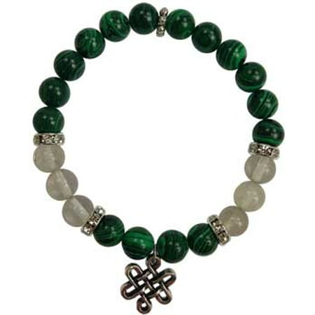 Celtic Love Birds Womens Jewelry Bracelet Green Malachite Bead Celtic Knot Eternal Power Love Guard Against Negativity ()