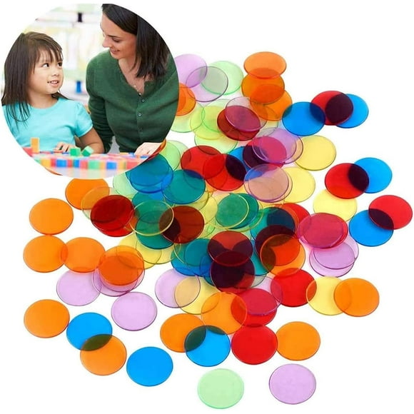 Quesuc 120 Pieces Transparent Color Counters Counting Bingo Chips Markers with Storage Bag