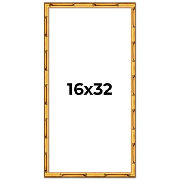 16x32 Frame Gold Bamboo Picture Frame - Complete Modern Photo Frame Includes UV Acrylic Shatter