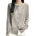 thumbnail image 2 of Delayuji Women's Cardigan Sweater Open Front Sweater Long Sleeve Button Knit Short Loose Cardigan Outerwear Spring Trendy, 2 of 3