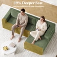 thumbnail image 5 of Modular Sectional Sofa Couches L-Shape Couch 3 Seat Modular Sofa Memory Foam Sectional Couches for Living Room, Cloud Couch with Oversized Chaise (Green Stripe, 94.5" Right Facing Chaise), 5 of 13