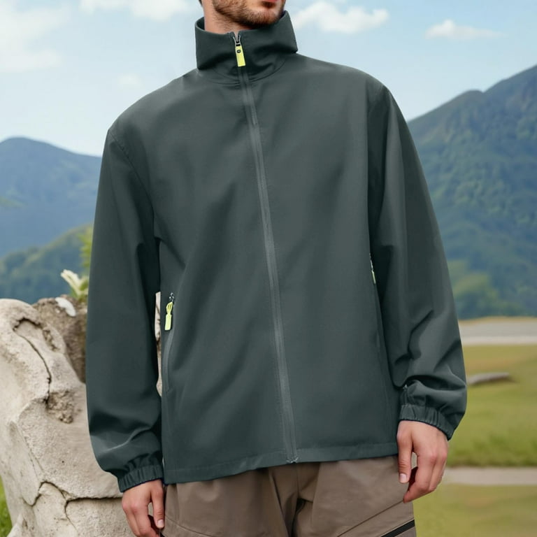 Kmdttou Men's Waterproof Rain Jacket Lightweight Windbreaker