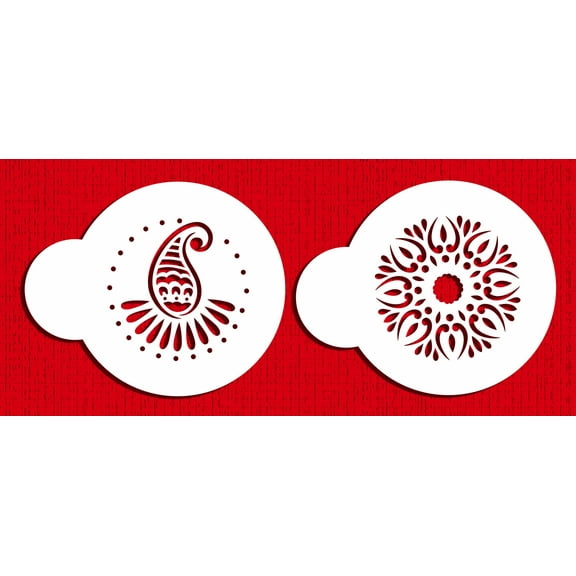 Designer Stencils Mehndi Cookie Stencil Set, 2-Inch, Beige/Semi-Transparent