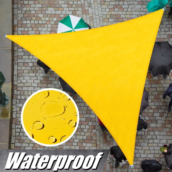 ColourTree 100% BLOCKAGE Waterproof 12' x 12' x 12' Sun Shade Sail Canopy  Triangle Yellow - Commercial Standard Heavy Duty - 220 GSM - 4 Years Warranty