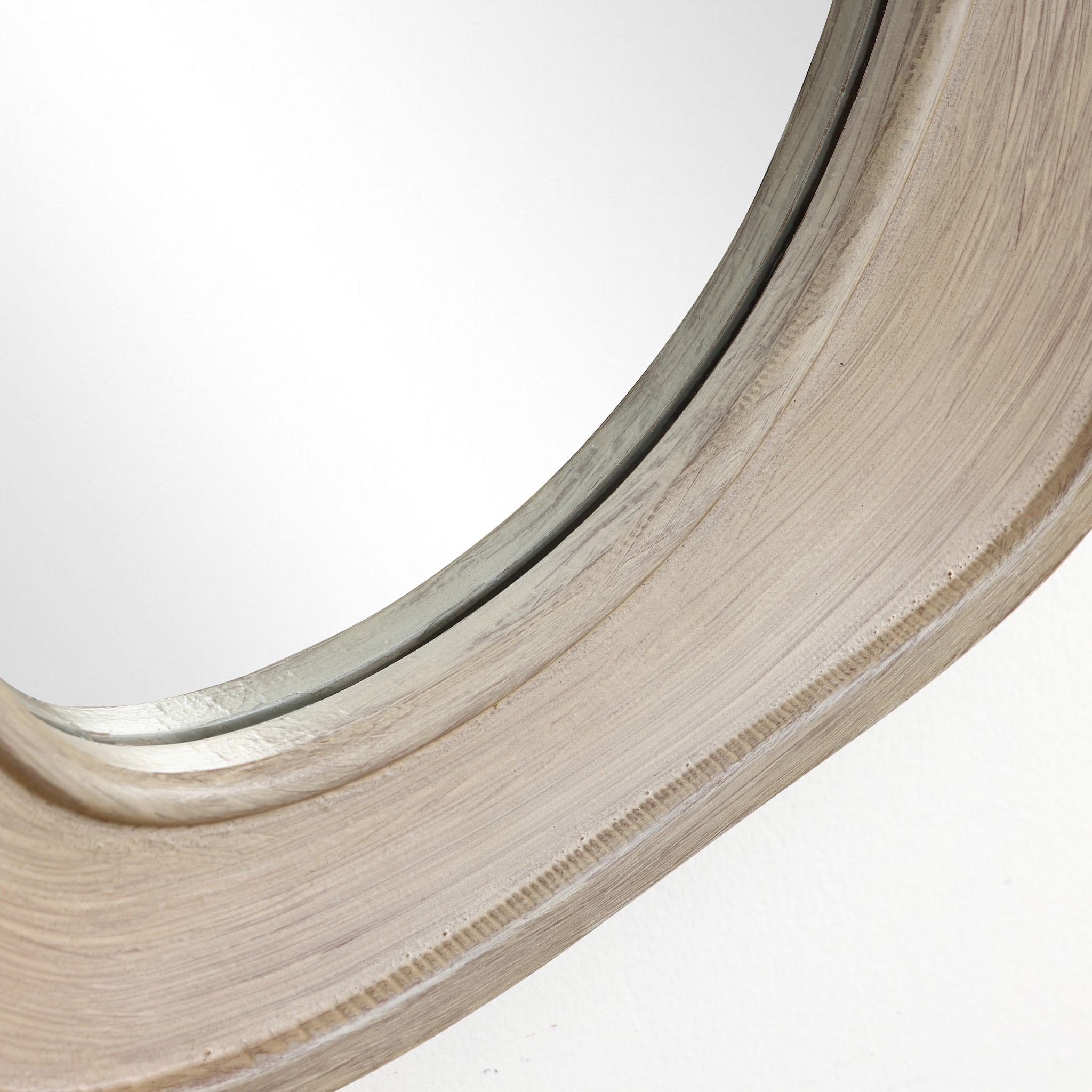 LuxenHome Natural Wood Framed Oval Irregular Wall Mirror, Accent and Vanity