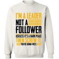 thumbnail image 2 of OXI Crewneck Sweatshirt - I'm a Leader,Basic Casual Sweatshirts for Men's and Women Fleece Sweatshirt Long Sleeve - White Large, 2 of 2