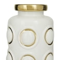 thumbnail image 5 of CosmoLiving by Cosmopolitan 12" White Ceramic Vase with Gold Circle Accents, 5 of 9