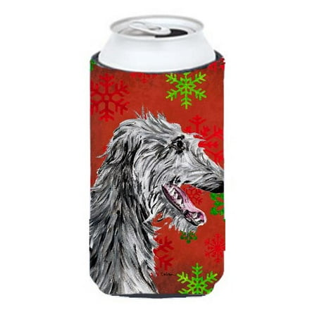 

Scottish Deerhound Red Snowflakes Holiday Tall Boy bottle sleeve Hugger - 22 To 24 Oz.