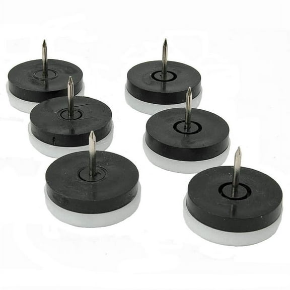 1-1/8" Plastic Furniture Glide with Intermediate Black Rubber Layer, Set of 6