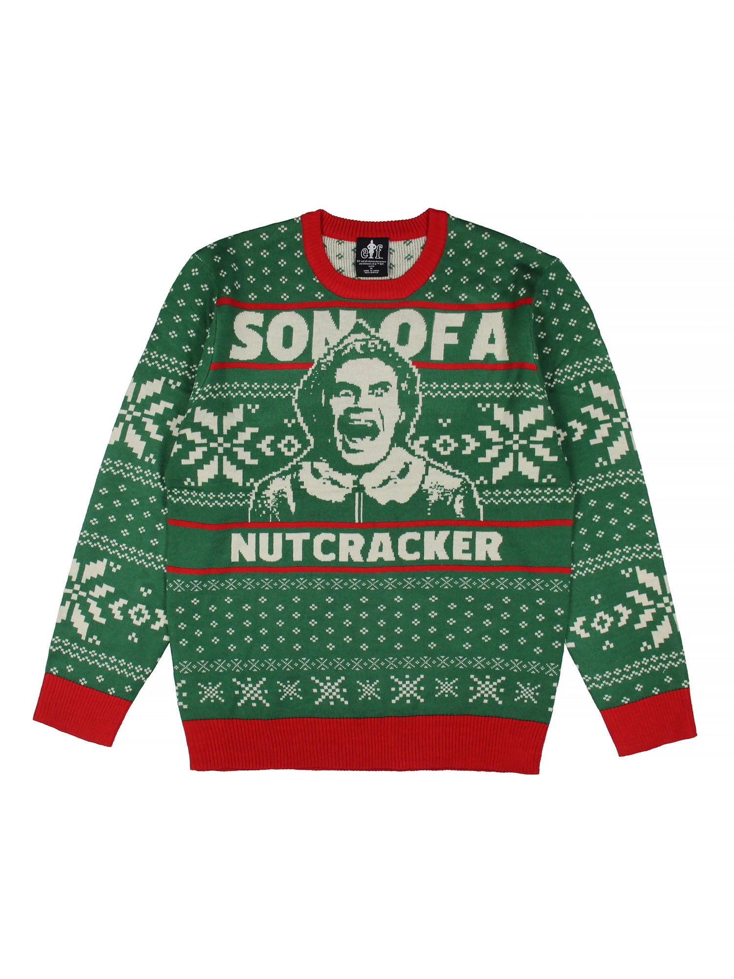 ELF The Movie Men's Buddy Son of a Nutcracker Ugly Christmas Adult Holiday Knit Pullover Sweater