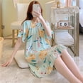 thumbnail image 1 of Camisón de verano de manga corta, pijama de seda de algodón para mujer, ropa de casa, vestido de seda de algodón suelto, suave y fresco, de talla grande, 1 of 6