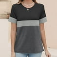 thumbnail image 5 of Kovlvoll Womens Short Sleeve Tops Plus Size Casual Fashion Striped T-Shirt Summer Round Neck Short Sleeve Basic Tee Top, 5 of 7