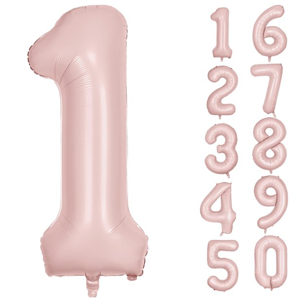 Globo con números Yeodong, 40 cm, rosa, para fiesta de primer cumpleaños