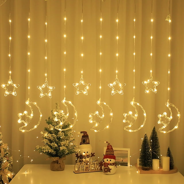 Puntoco Xingyue Lámpara De Cortina Lámpara De Cadena De Cuero Lámpara De Cadena De Color Estrella Lámpara De Ambiente Decoración Del Hogar Blanco Cálido