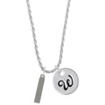 thumbnail image 1 of Delight Jewelry Stainless Steel Rectangular Blank Tag - Silvertone Script Initial Disc - W - Charm Necklace, 20"+3", 1 of 4