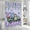 thumbnail image 6 of Purple Flowers Shower Curtain, Waterproof Shower Curtains for Bathroom, Weeping Spring Floral Truck Butterfly Checkered Washable Fabric Bathtub Curtain Set Bath Decor with 12 Hooks Long 72"x84", 6 of 8