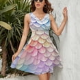 thumbnail image 3 of Beautiful Colorful Mermaid Scales Women's Tank Dress V Neck Sleeveless Summer Sundress, 3 of 7