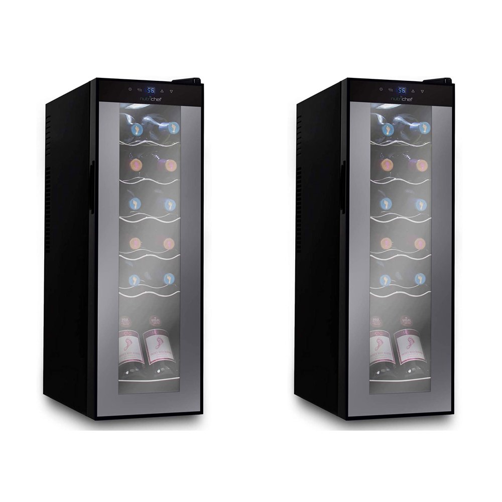 NutriChef Digital Electric 12 Bottle Thermoelectric Wine Chiller Cooler