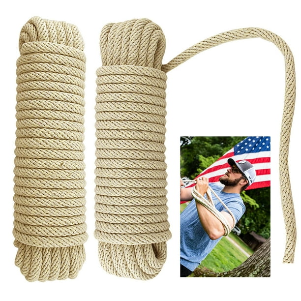 2 Pc Twisted Cotton Rope 3/8" X 50' Flagpole Heavy Duty Load Flag Line