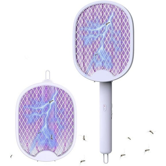 Electric Fly Swatter 2025 Upgraded, Foldable Electric Bug Zapper Racket, USB Rechargeable Mosquito Swatter, Larger Surface Mosquito Insect Killer, Fly Zapper for Indoor Outdoor