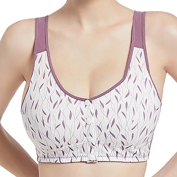 Sports Bra Bras For Women Front Closure Lightly Lined No Underwire T Shirt Bras For Everyday Full Coverage Comfort Supportive Bralette,Purple Women'S Nylon Underwear 38
