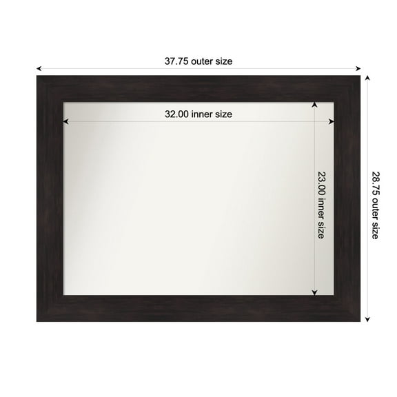 Amanti Art Custom Framed Wall and Bathroom Mirror (28.75 x 37.75 in.), Furniture Espresso Frame