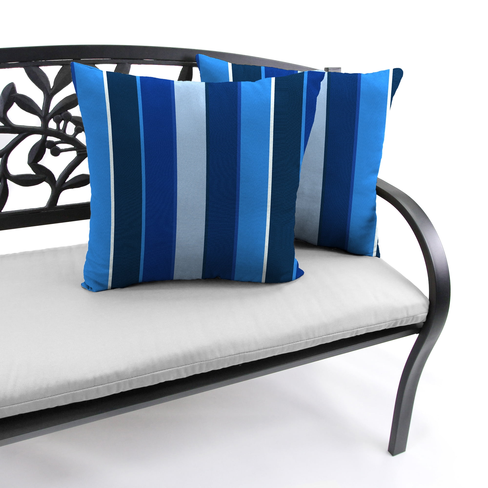Jordan Manufacturing Sunbrella 16" x 16" Milano Cobalt Blue Stripe Square Outdoor Throw Pillow
