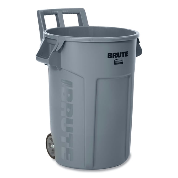 Vented Wheeled BRUTE Container, 32 gal, Plastic, Gray | Bundle of 2 Each