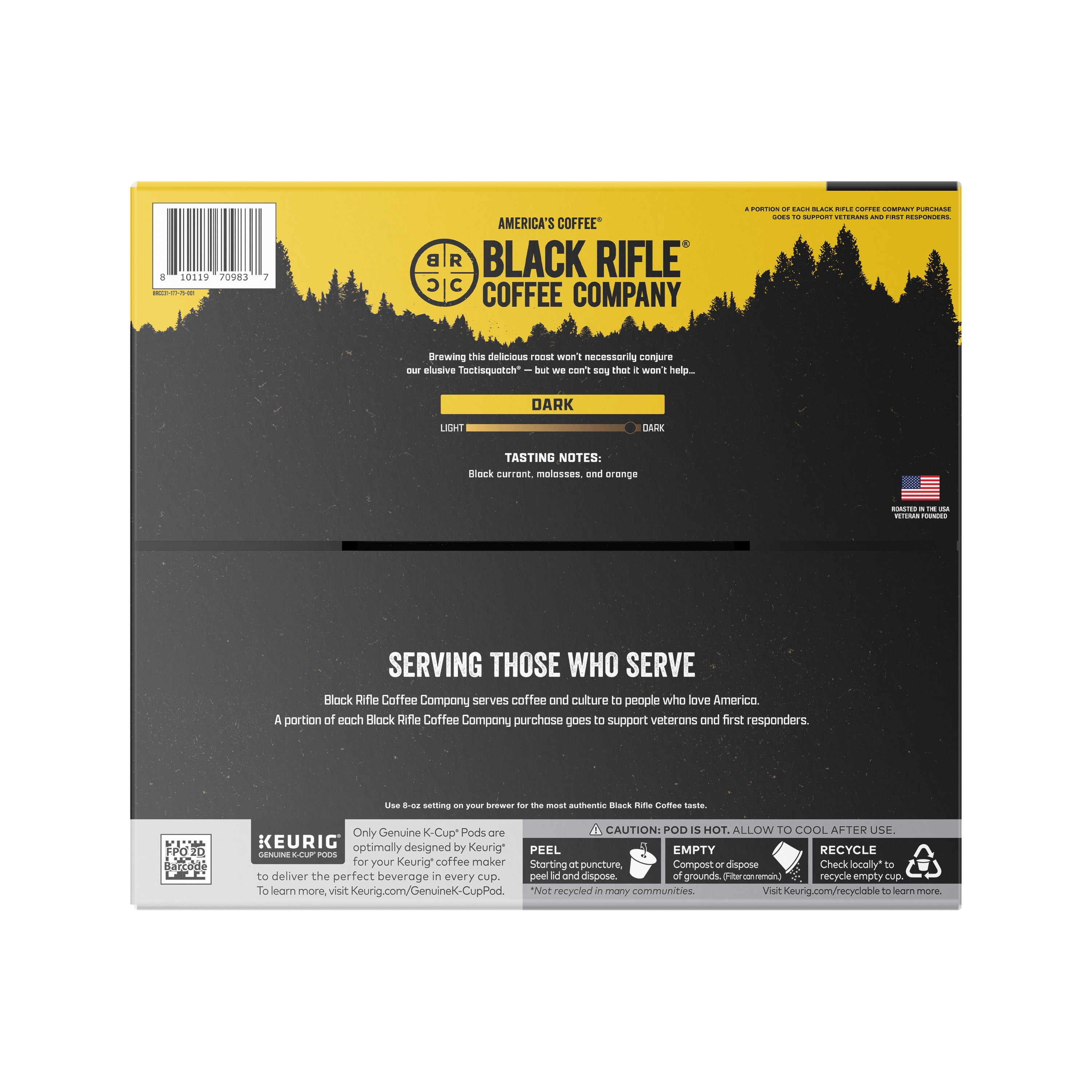 Black Rifle Coffee Company Tactisquatch K-Cup Coffee Pods, Dark Roast, 75ct