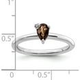 thumbnail image 3 of Sterling Silver Rhodium-Plated Pear Smoky Quartz & White Topaz Ring (Size 7) Made In Thailand qr7422sq-7, 3 of 5