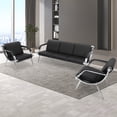 thumbnail image 5 of WALSPORT Office Reception Sofa Set PU Leather 3 Pcs Waiting Room Chairs Solon Guest Bench W/2PCS Black, 5 of 7
