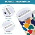 thumbnail image 3 of Yayeee 40oz Stainless Steel Tumbler with Straw and Handle Double-Wall Insulated Travel Water Bottle, Colorful Clover Pattern, 3 of 8
