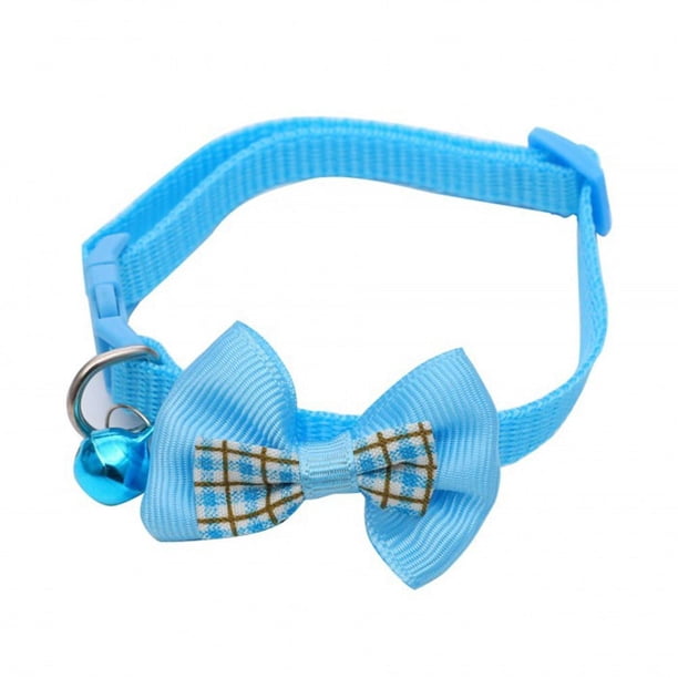 Collar ajustable con cascabel para gato y perro con lazo a cuadros W X4O0