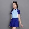 thumbnail image 3 of Robe de Maillot une Pièce pour Fille à Manches Courtes, Patchwork Uni, 9-16 Ans, Adolescente, Étudiante, Enfant, Maillot de Compétition, Tenue de Plage, 3 of 5