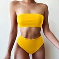 thumbnail image 3 of Lopeceal Women's Ribbed High Waisted Bikini Set Removable Strap Bandeau Swimsuit, 3 of 8