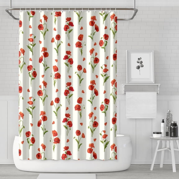 Waterproof Beautiful Colorful Floral Shower Curtain 72x72 Inch Boho Style Polyester Unique Shower Curtain for Bathroom Hotel Home Decor with 12 Plastic Hooks