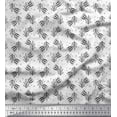 thumbnail image 1 of Soimoi Black Cotton Voile Fabric Leaves & Floral Folk Art Print Fabric by the Yard 56 Inch Wide, 1 of 3