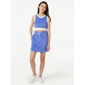 Free Assembly Girls Cropped Terrycloth Tank Top & Dolphin Hem Skirt, 2-Piece Set, Sizes 4-18