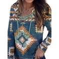 thumbnail image 3 of DYMADE Women Plus Size V-neck Printed Pullover Long Sleeve T-shirt Top, 3 of 4