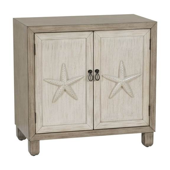 Powell Sylas Starfish Two Door Accent Cabinet with Shelf, Gray/White