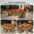 thumbnail image 4 of Ovios 10 Pieces Outdoor Patio Furniture All-Weather Wicker Sectional Conversation Set with Swivel Chairs & Solar Coffee Table, Orange Red, 4 of 11