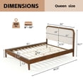 thumbnail image 6 of Christopher Knight Home Minimalist Queen Wood Bed Frame with Upholstered Curved Headboard, Brown Oak, 6 of 9